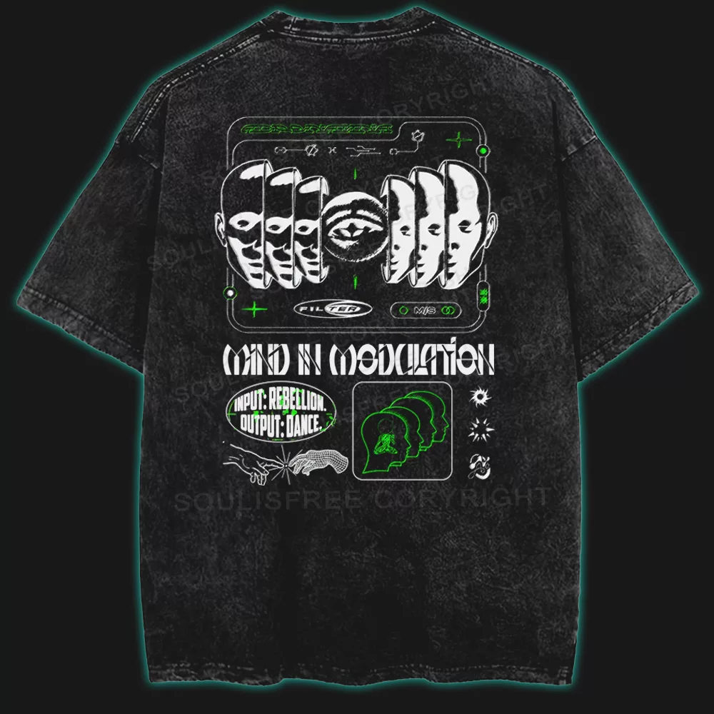 MIND IN MODULATION Washed T-shirt