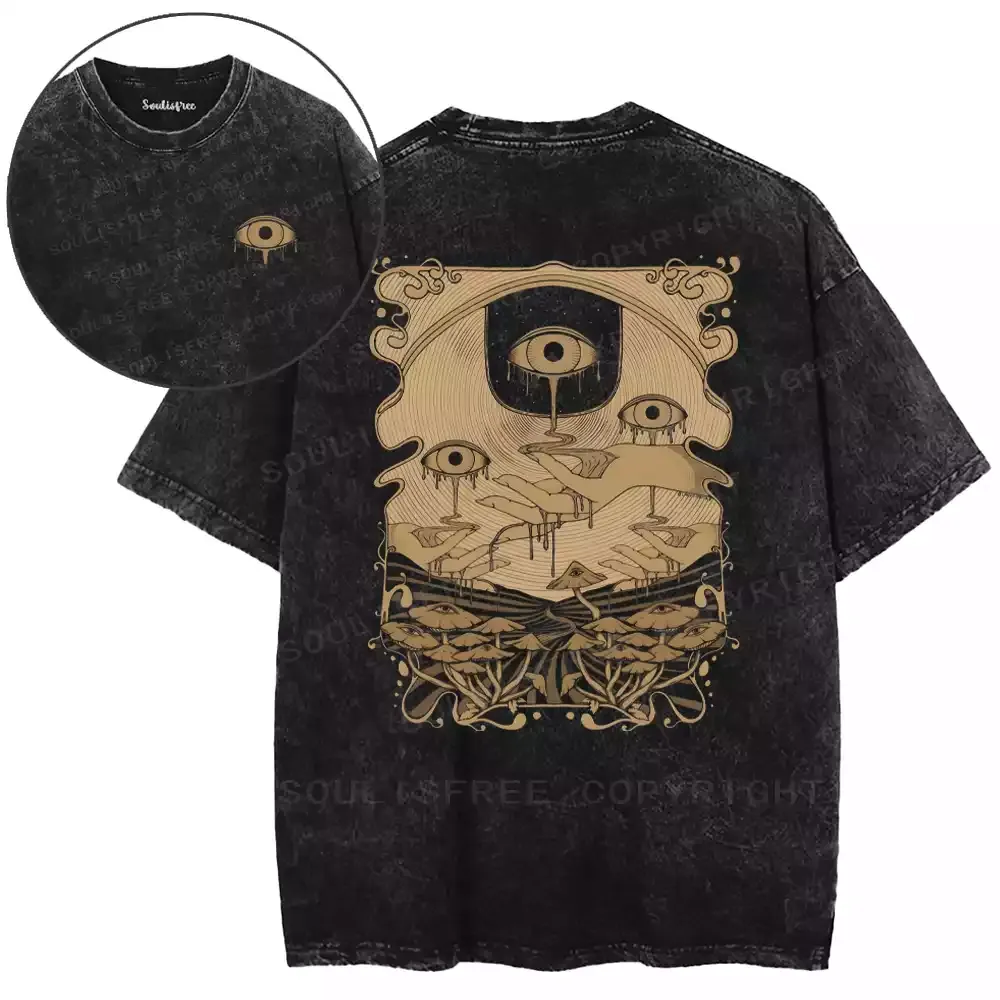 Dripping Eye Mushroom Washed T-shirt