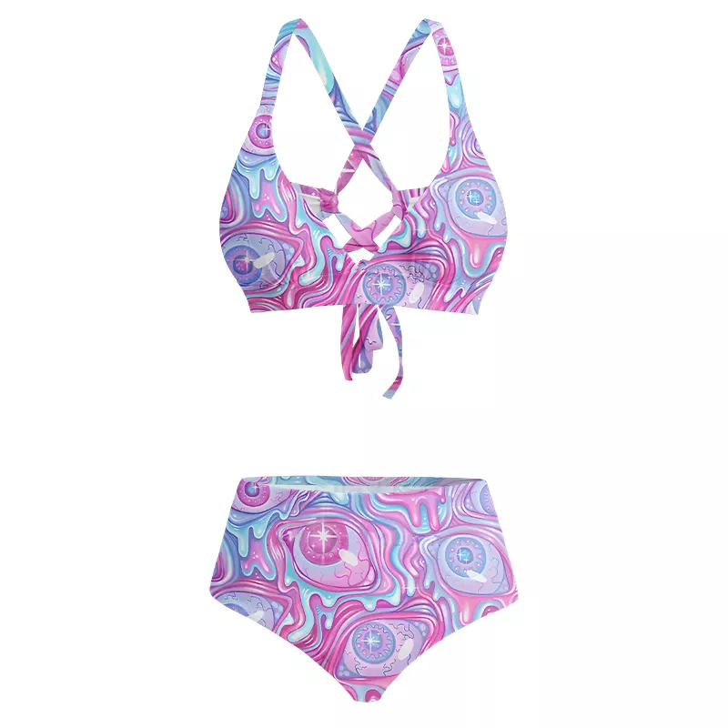 Soulisfree Pastel Flow Ocular Glitch Cross Bikini