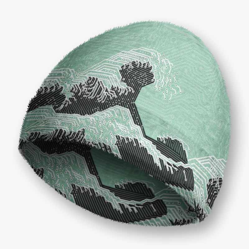 Soulisfree Circuit Board Waves Fuzzy Beanie