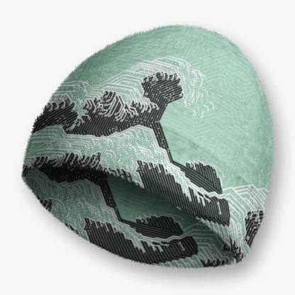 Soulisfree Circuit Board Waves Fuzzy Beanie