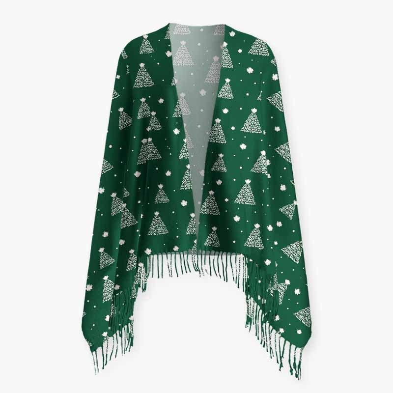 Soulisfree The Spirit Of Evergreen Christmas Fuzzy Fringed Scarf