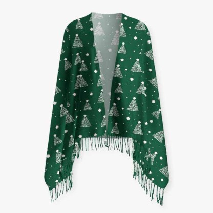 Soulisfree The Spirit Of Evergreen Christmas Fuzzy Fringed Scarf