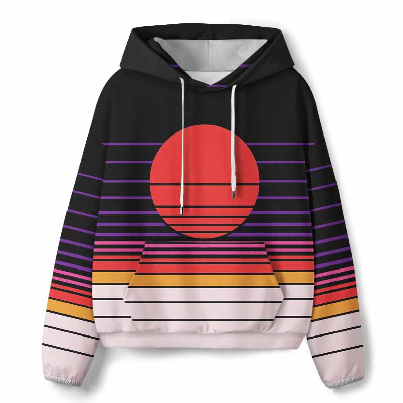 Soulisfree Synthwave Gradient Sunset All-Over Print Hoodie