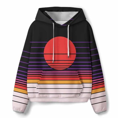 Soulisfree Synthwave Gradient Sunset All-Over Print Hoodie