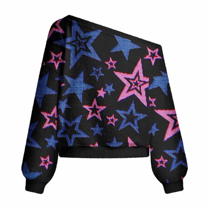 Soulisfree Glow-In-The-Dark Stars Women's Fuzzy Crewneck Sweater