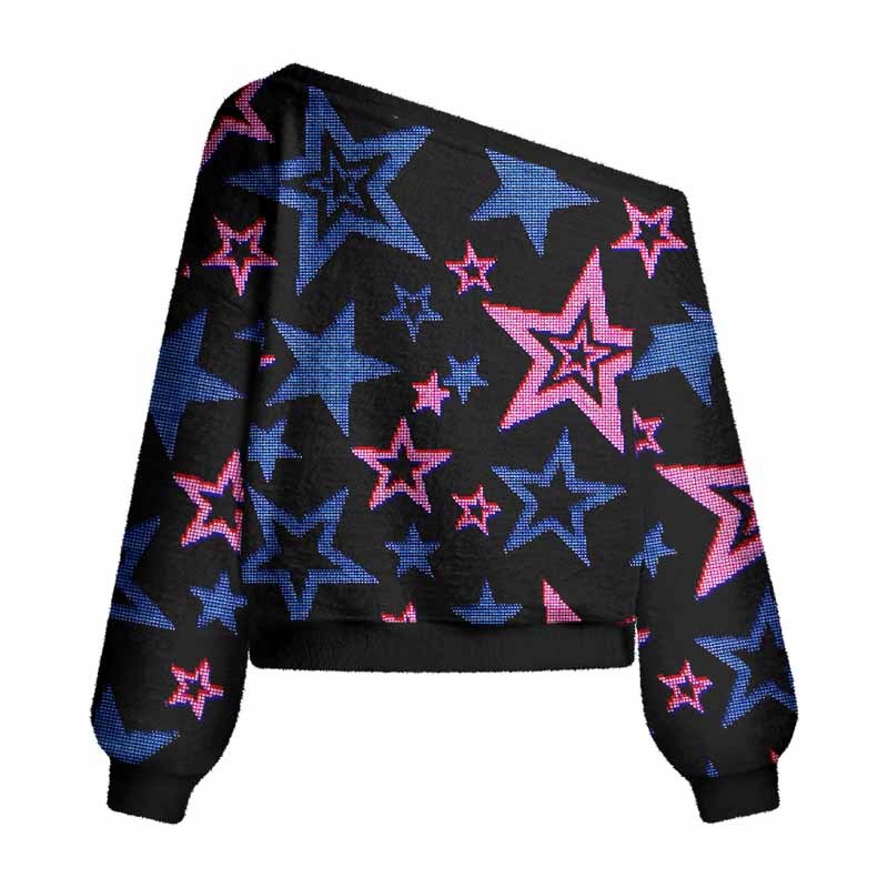Soulisfree Glow-In-The-Dark Stars Women's Fuzzy Crewneck Sweater