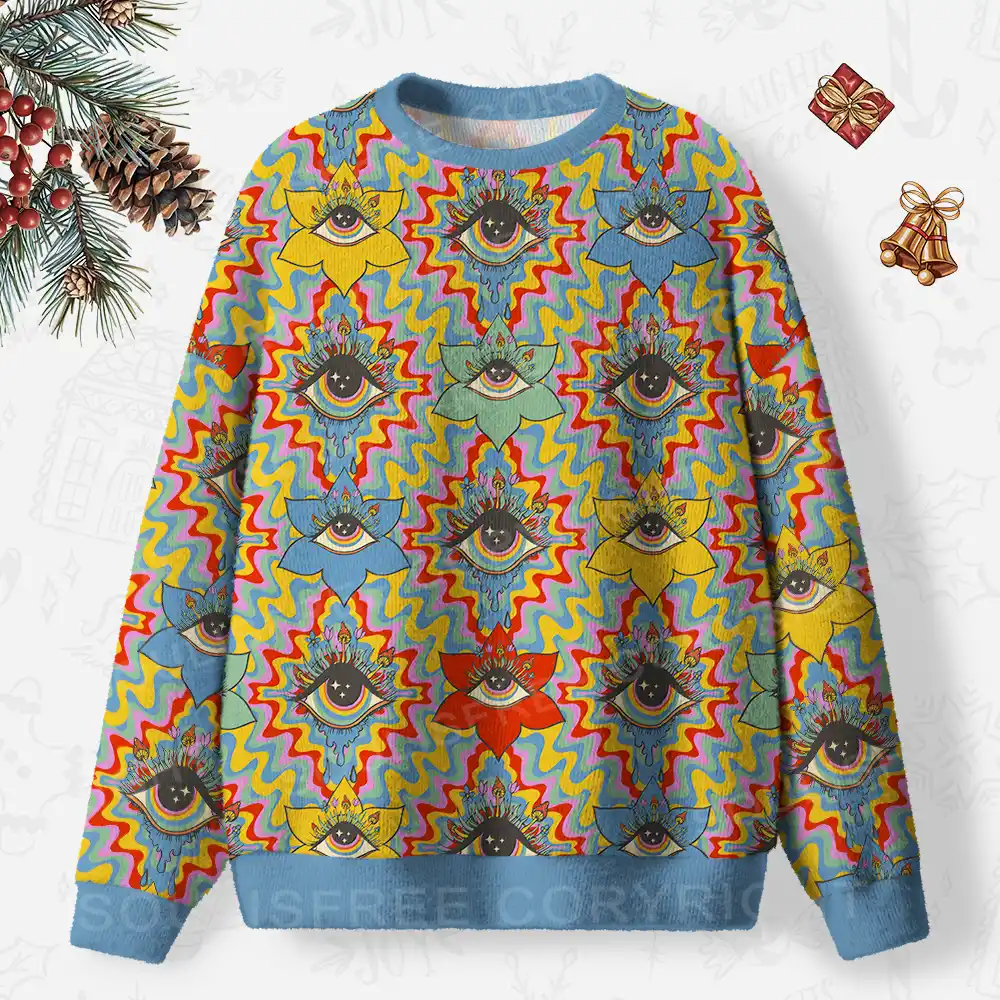 Occult Chromatic Ocular Ugly Christmas Knit Sweatshirt