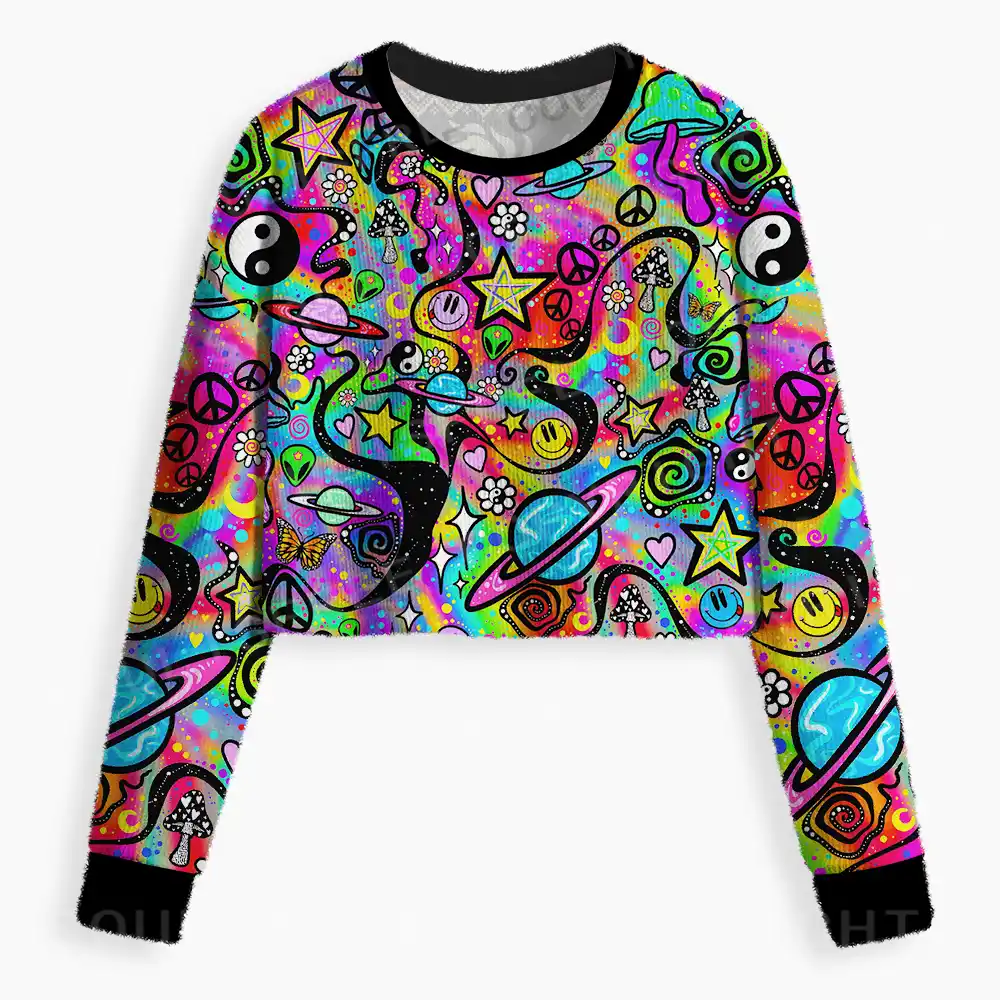 Psychedelic Symbol Collage Ugly Christmas Sweater