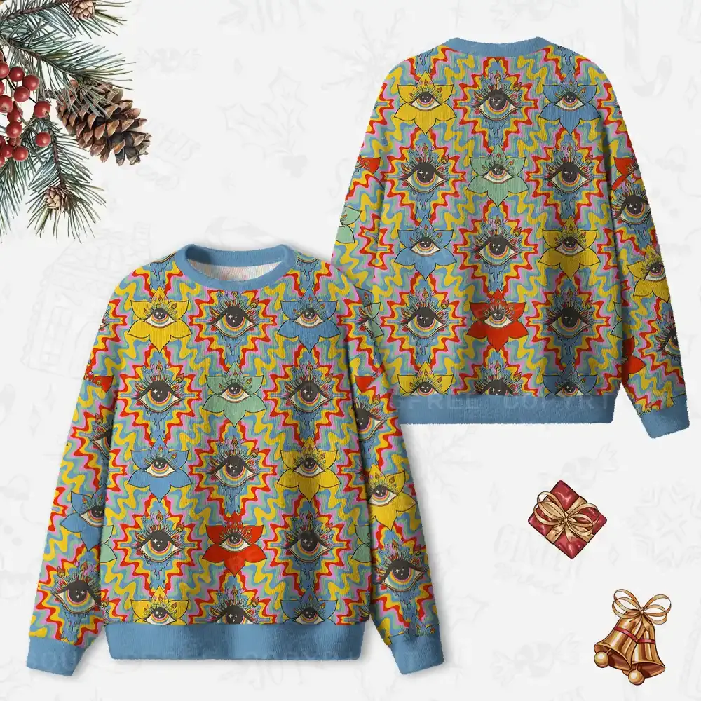 Occult Chromatic Ocular Ugly Christmas Knit Sweatshirt