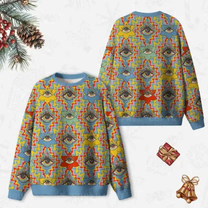 Occult Chromatic Ocular Ugly Christmas Knit Sweatshirt