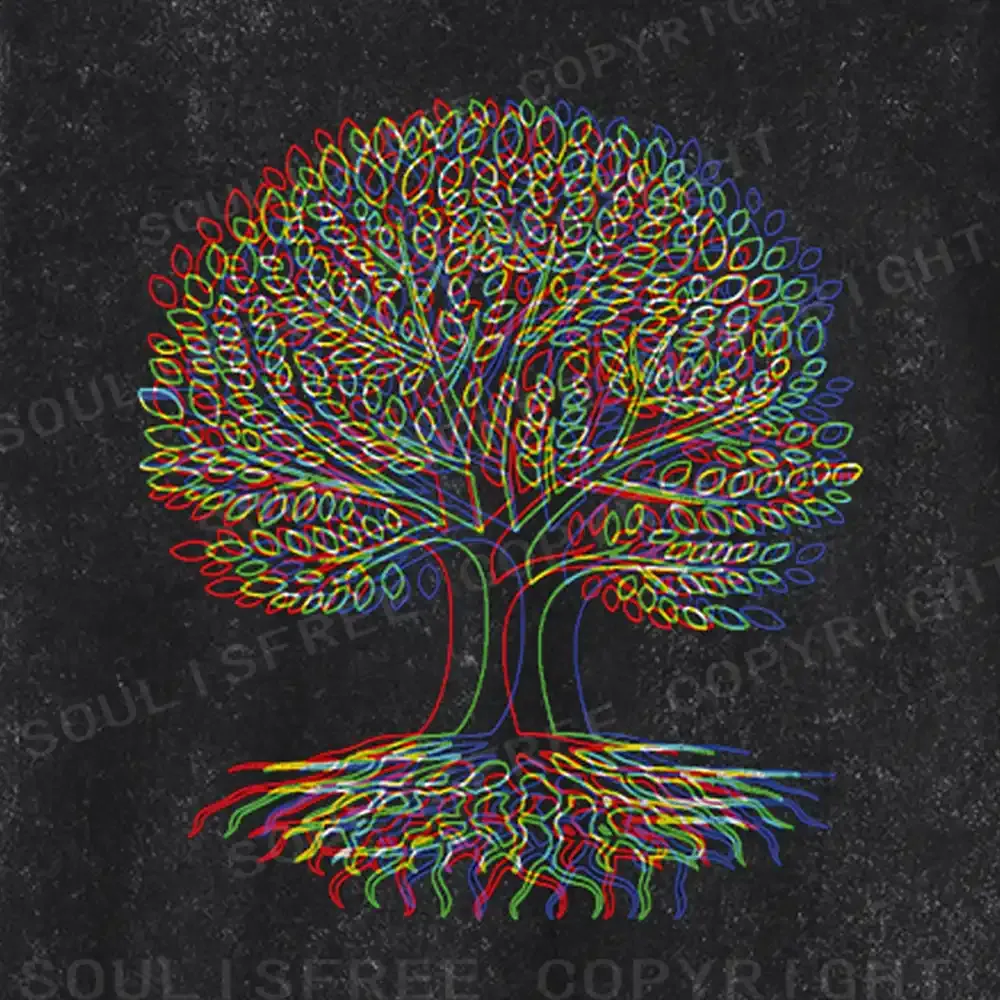 Psychedelic Tree Of Life Washed Long Sleeve Shirt