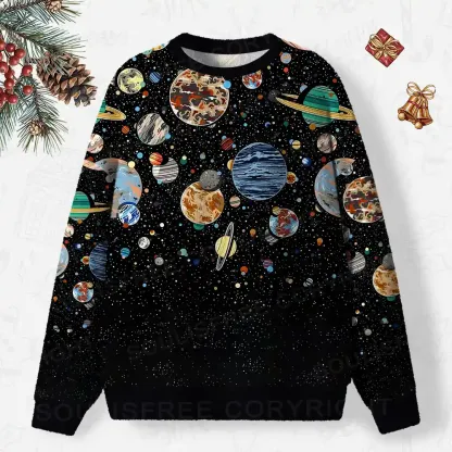 Cosmic Orbit Ugly Christmas Knit Sweatshirt