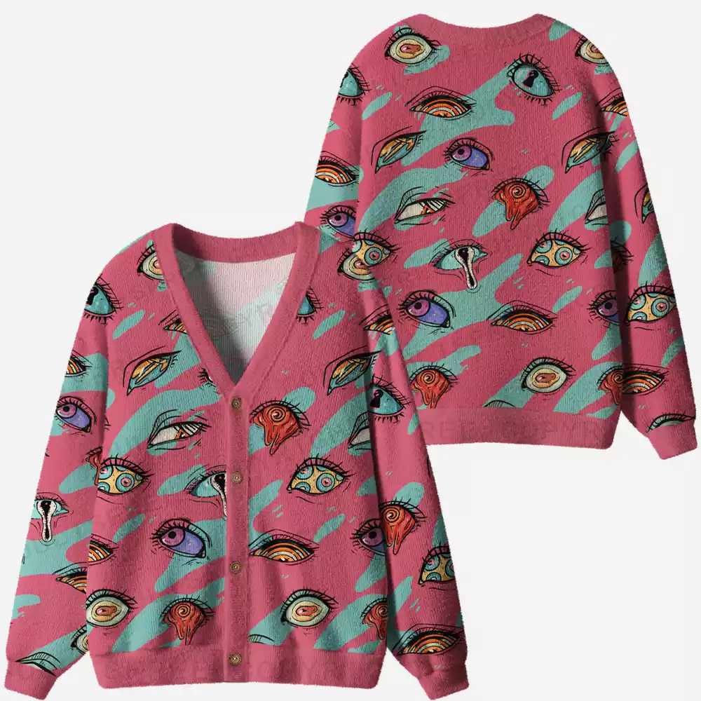 Chromatic Ocular Tapestry Ugly Cardigan Sweaters
