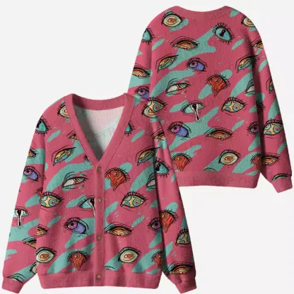 Chromatic Ocular Tapestry Ugly Cardigan Sweaters