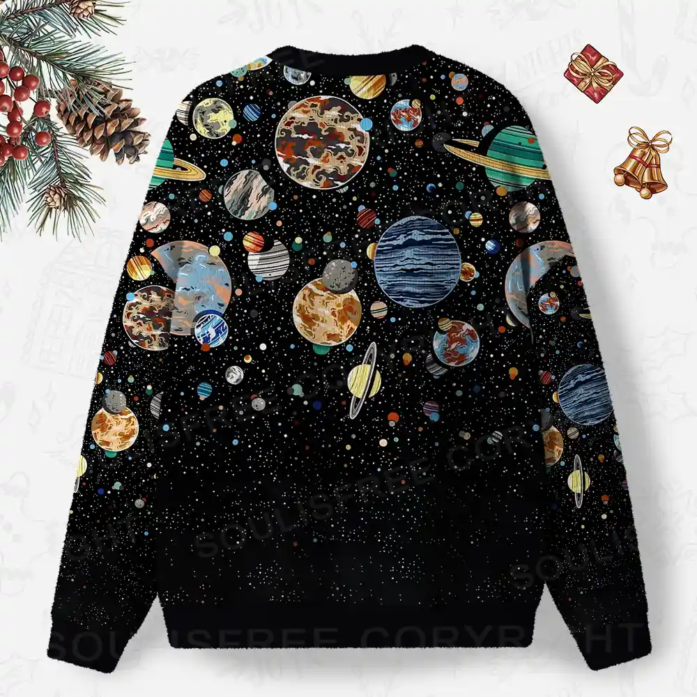 Cosmic Orbit Ugly Christmas Knit Sweatshirt