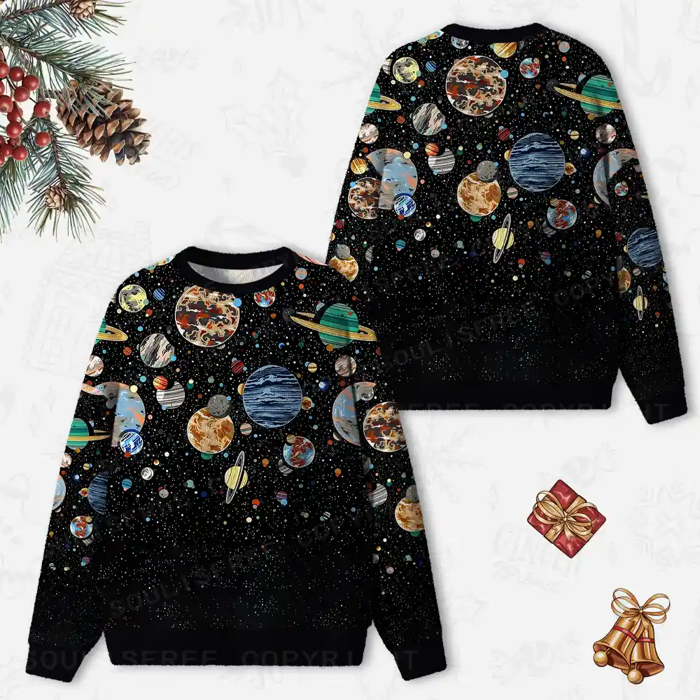 Cosmic Orbit Ugly Christmas Knit Sweatshirt