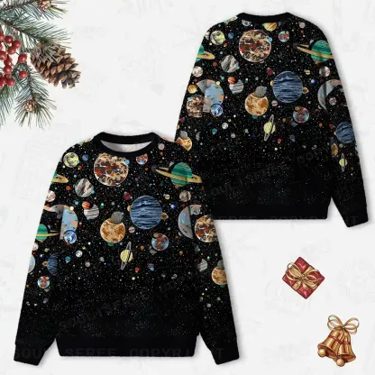 Cosmic Orbit Ugly Christmas Knit Sweatshirt