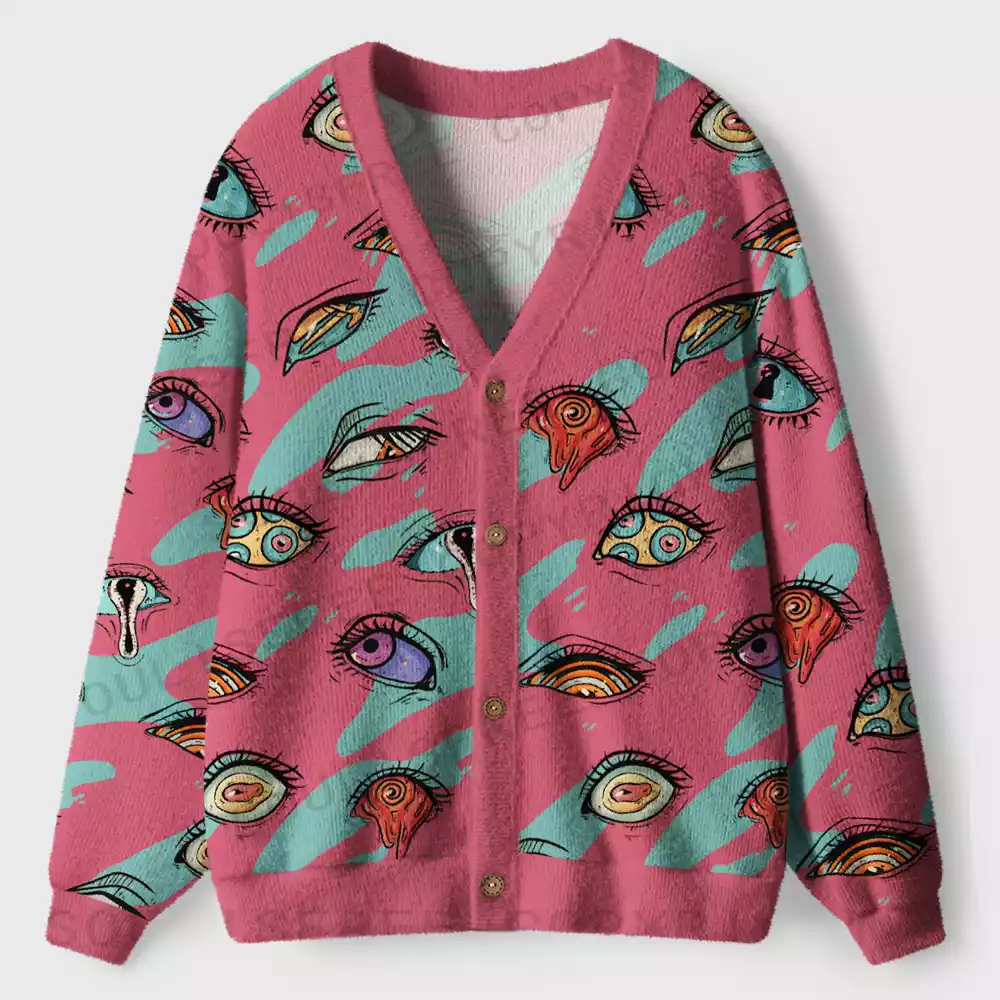 Chromatic Ocular Tapestry Ugly Cardigan Sweaters
