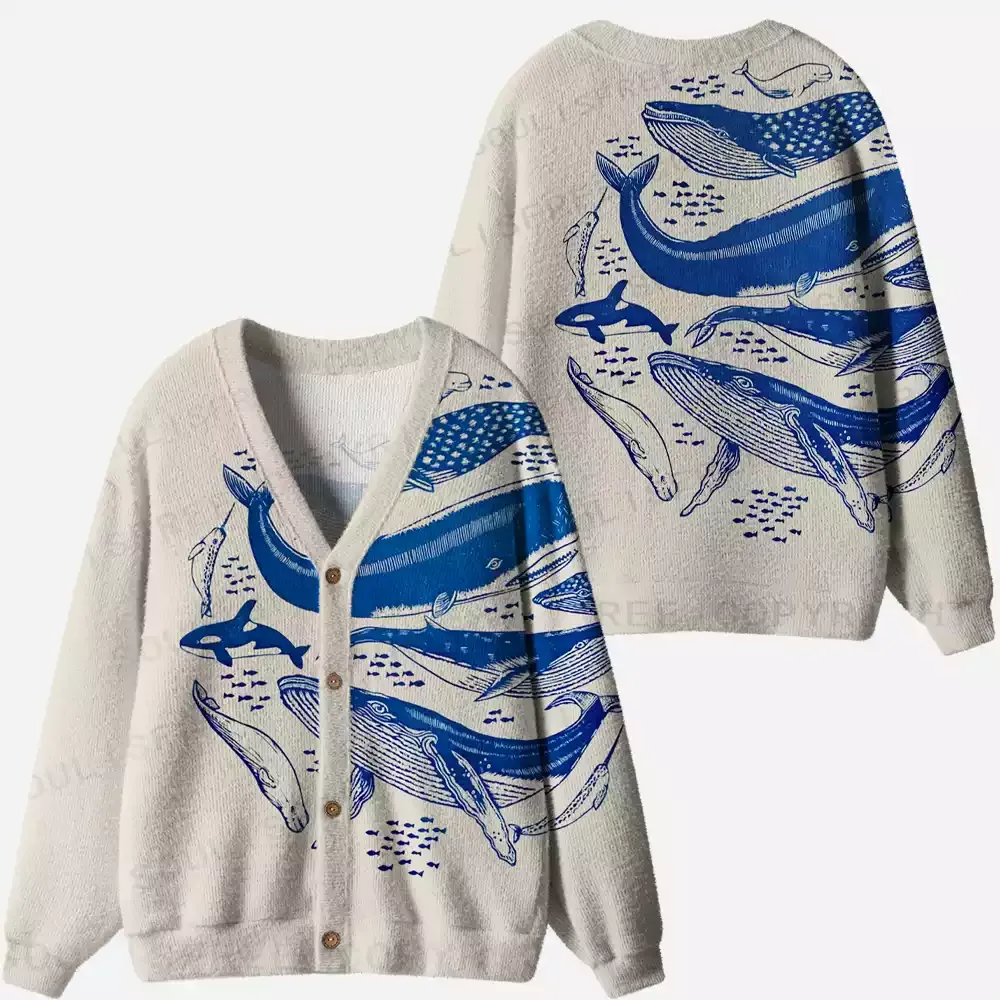 Marine Life Mural Ugly Cardigan Sweaters