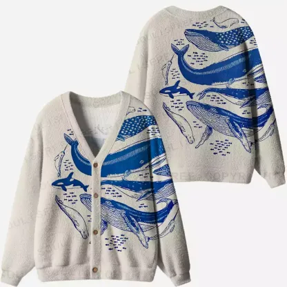 Marine Life Mural Ugly Cardigan Sweaters