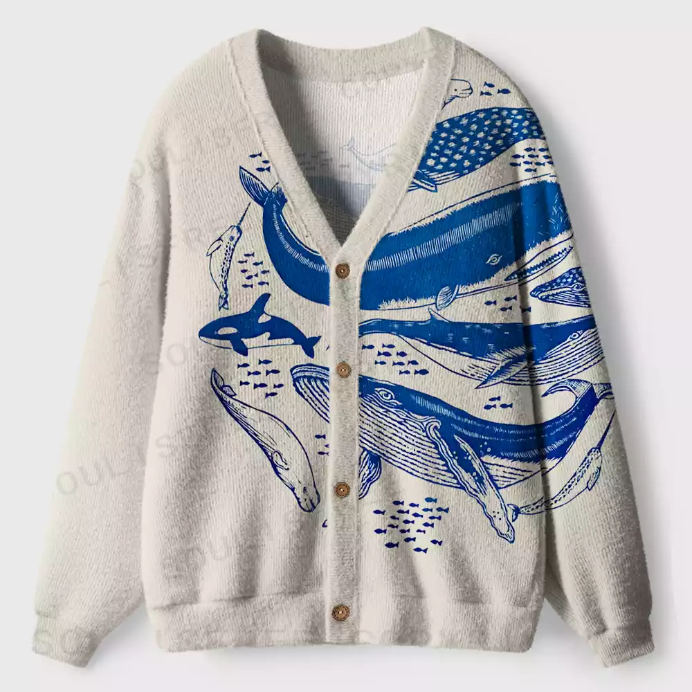 Marine Life Mural Ugly Cardigan Sweaters