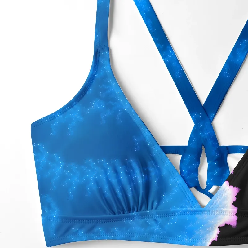 Soulisfree Cosmic Nebula Edge Glitch Cross Bikini