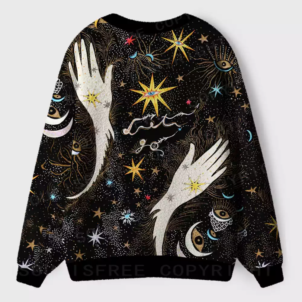 Celestial Hand Sigil Ugly Cardigan Sweaters