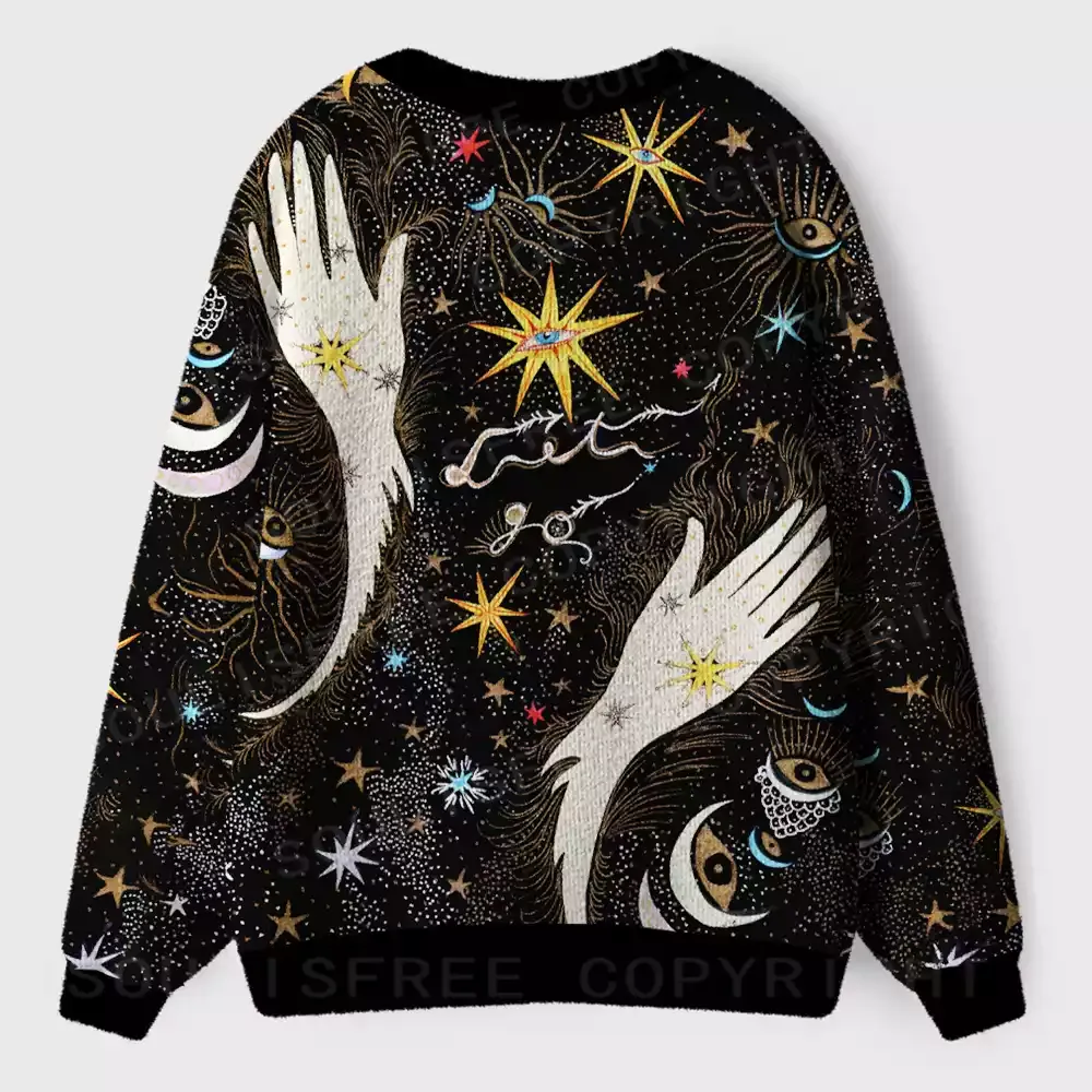 Celestial Hand Sigil Ugly Cardigan Sweaters
