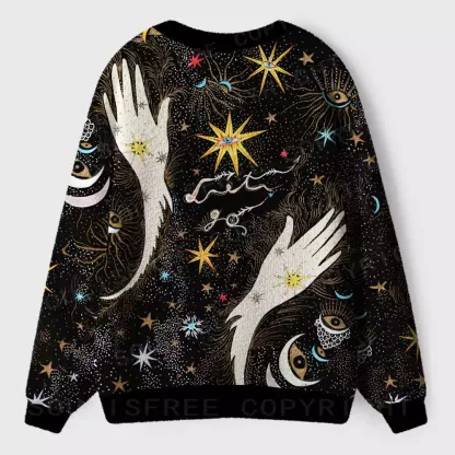 Celestial Hand Sigil Ugly Cardigan Sweaters