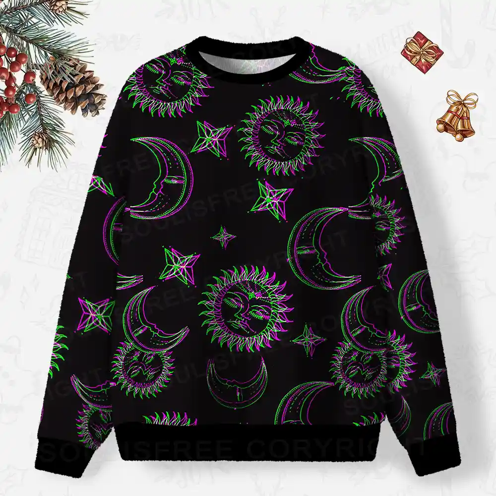 Neon Moon Magic Ugly Christmas Knit Sweatshirt