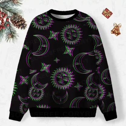 Neon Moon Magic Ugly Christmas Knit Sweatshirt