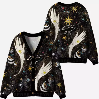 Celestial Hand Sigil Ugly Cardigan Sweaters