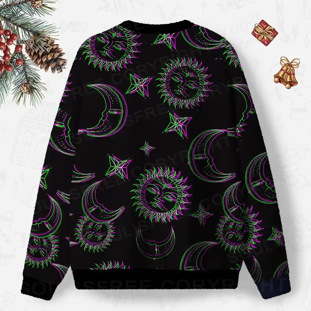 Neon Moon Magic Ugly Christmas Knit Sweatshirt