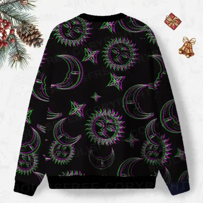 Neon Moon Magic Ugly Christmas Knit Sweatshirt