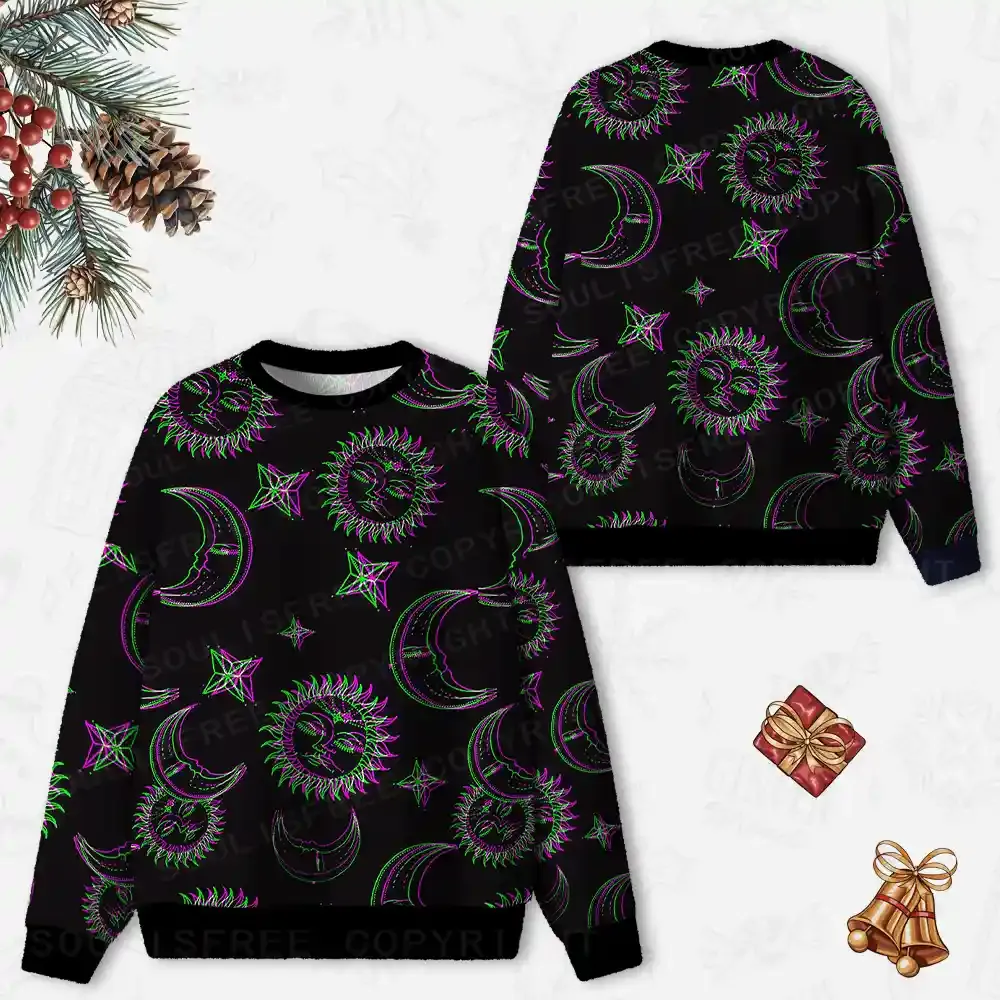 Neon Moon Magic Ugly Christmas Knit Sweatshirt