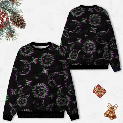 Neon Moon Magic Ugly Christmas Knit Sweatshirt