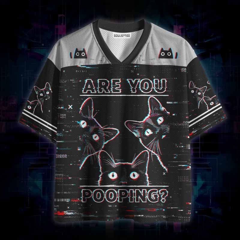 Soulisfree Are You Pooping Cat Mesh Jersey