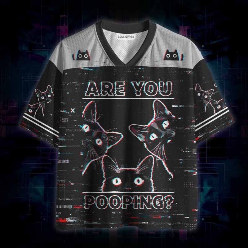 Soulisfree Are You Pooping Cat Mesh Jersey