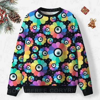 All-Seeing Bloom Ugly Christmas Knit Sweatshirt