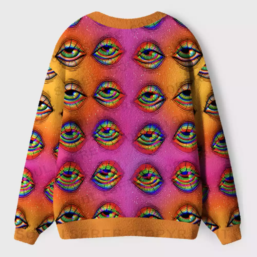 Prismatic Ocular Gradient Ugly Cardigan Sweaters