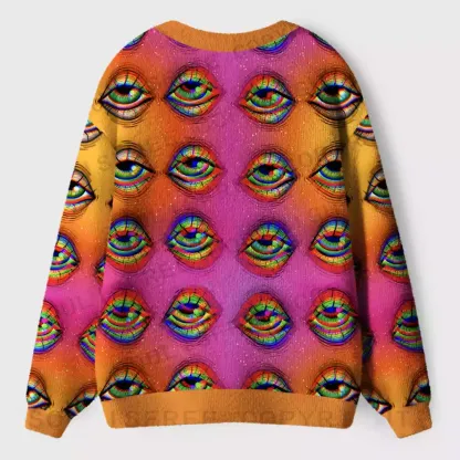 Prismatic Ocular Gradient Ugly Cardigan Sweaters