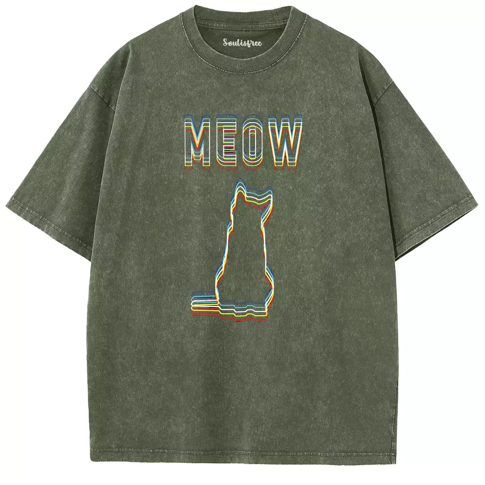 Soulisfree  ANALOG MEOW Washed Tee