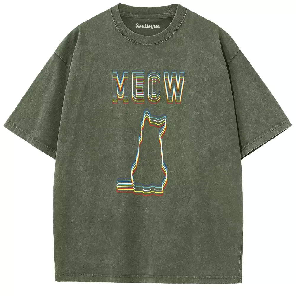 Soulisfree  ANALOG MEOW Washed Tee