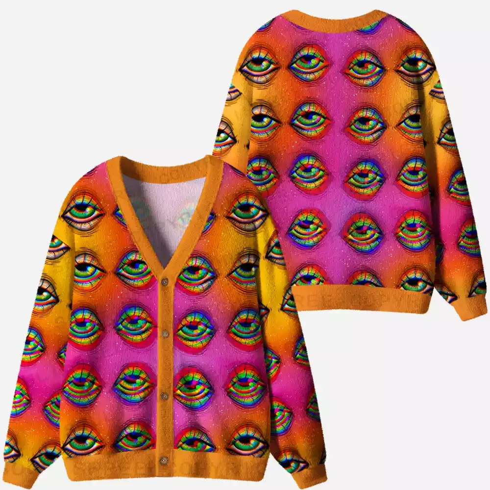 Prismatic Ocular Gradient Ugly Cardigan Sweaters