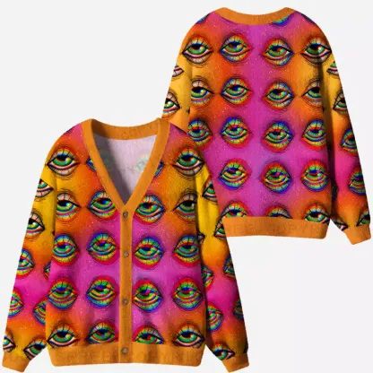 Prismatic Ocular Gradient Ugly Cardigan Sweaters