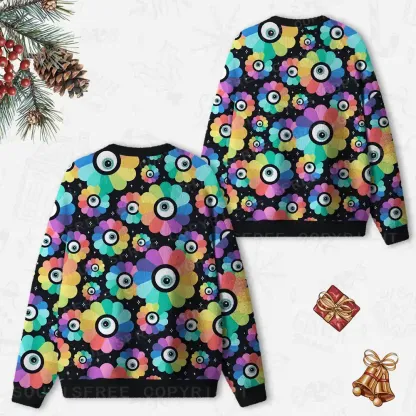 All-Seeing Bloom Ugly Christmas Knit Sweatshirt