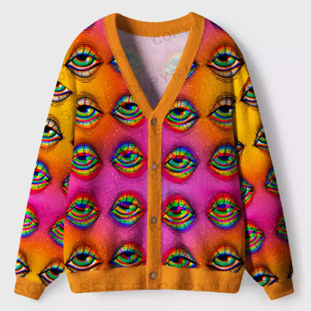 Prismatic Ocular Gradient Ugly Cardigan Sweaters