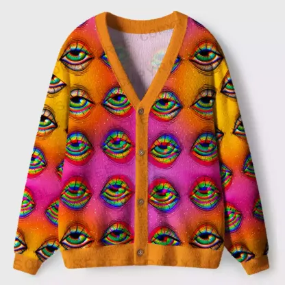 Prismatic Ocular Gradient Ugly Cardigan Sweaters