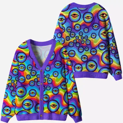 Rainbow Ocular Ripple Ugly Cardigan Sweaters